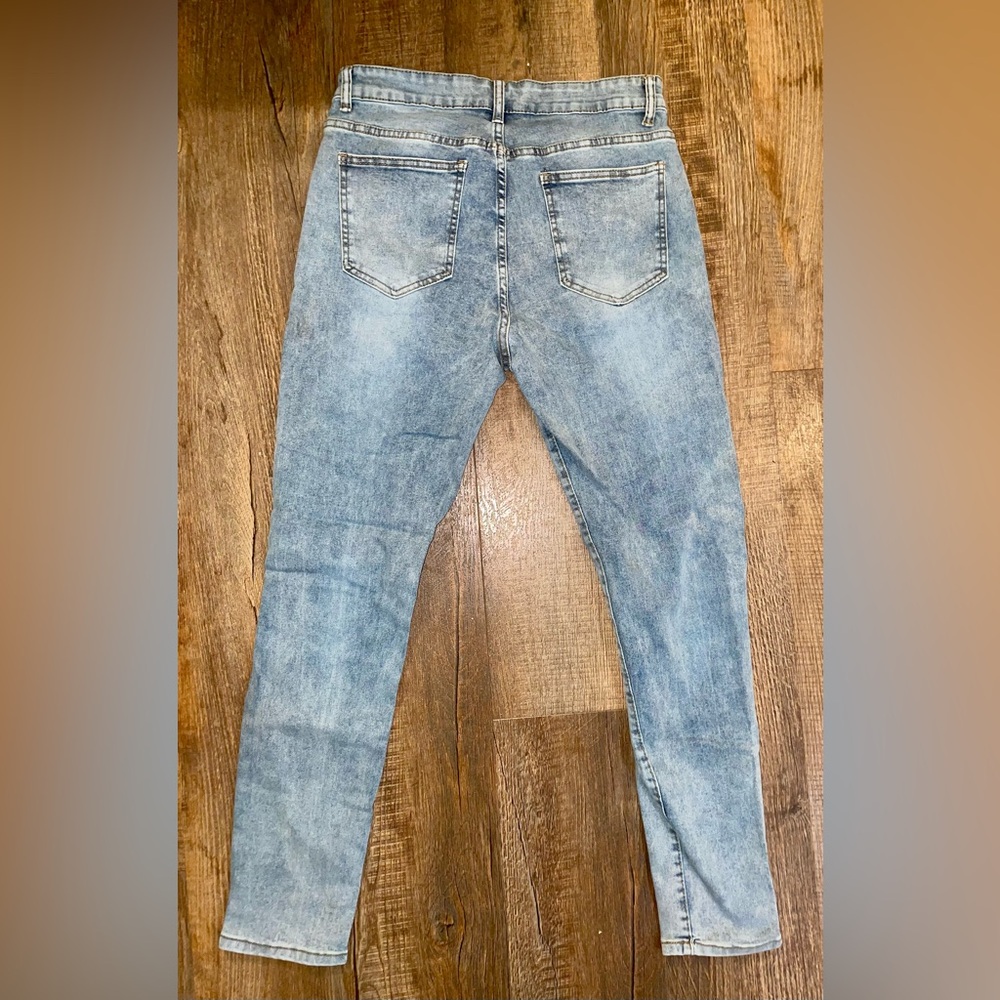 Light Blue Live Your Life Skinny Jeans with Embroidery - Picture 3 of 4
